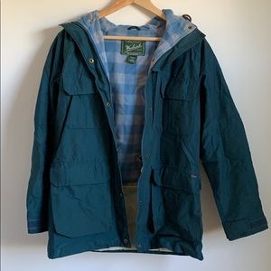 Woolrich blue jacket flannel lined with hood